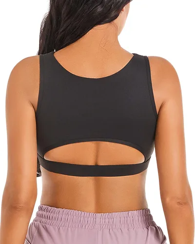 Vista 3 de Brasier deportivo con realce para mujer, sexy, con copas extraíbles, brasier para entrenamiento, fitness, yoga, soporte medio