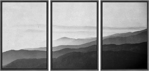 Vista 186 de SIGNWIN Lienzo enmarcado para pared, juego de arte neutro de bosque brumoso, ilustraciones en tono tierra, arte moderno, decorativo, bohemio