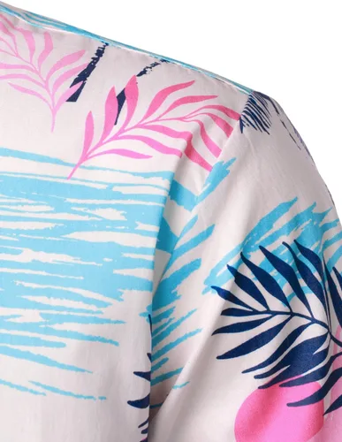Vista 5 de JOGAL Camisa hawaiana Aloha de manga corta para hombre