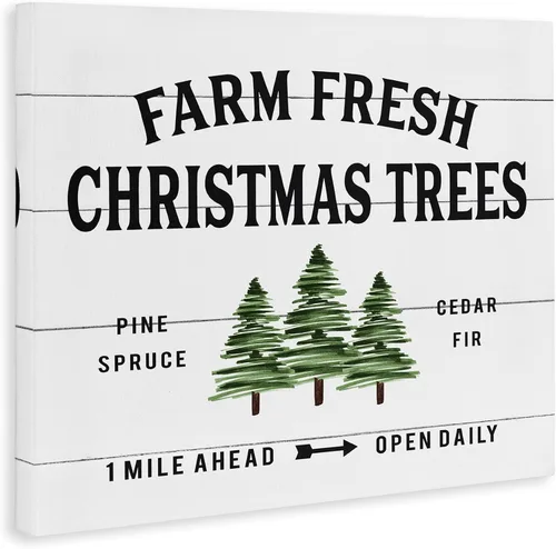 Vista 3 de Stupell Industries Cartel de árbol de Navidad blanco de granja, diseñado con letras y forrado, 20 x 16 pulgadas, arte de pared en lienzo