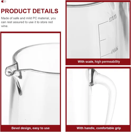 Vista 9 de Jarra de vidrio dispensador de bebidas para servir vino decantador de vino transparente con boquilla Decantador de bebidas de vino con medidas