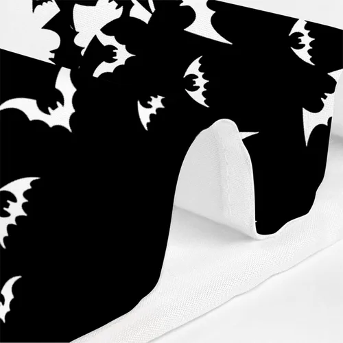 Vista 6 de MEHOFOND Cortina de ducha de murciélagos espeluznantes para Halloween, diseño de murciélago volador, cortina de baño decorativa de Halloween
