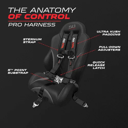Vista 3 de 5 Point Harness for Bucket Seat & Bypass Plug for Bucket Seat, 9 Color Options, Compatiable with Canam, Racing Harness, UTV Negro