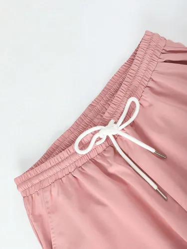 Vista 3 de GORGLITTER Conjunto de 2 piezas para hombre, camisa de manga corta con botones y pantalones de cintura elástica