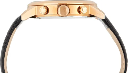 Vista 3 de Guess Relojes de cuero Guess para hombre, reloj de oro rosa, Negro, L, Correa