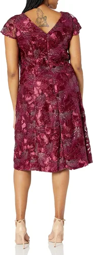 Vista 2 de Alex Evenings Vestido largo de té de talla grande para mujer con detalle de roseta
