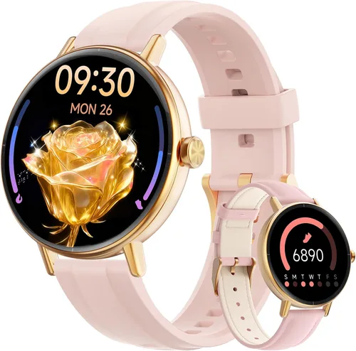 Vista 10 de Yoever Smart Watch for Men Women,1.57" 43mm HD Scree,BT Calling,2 Straps