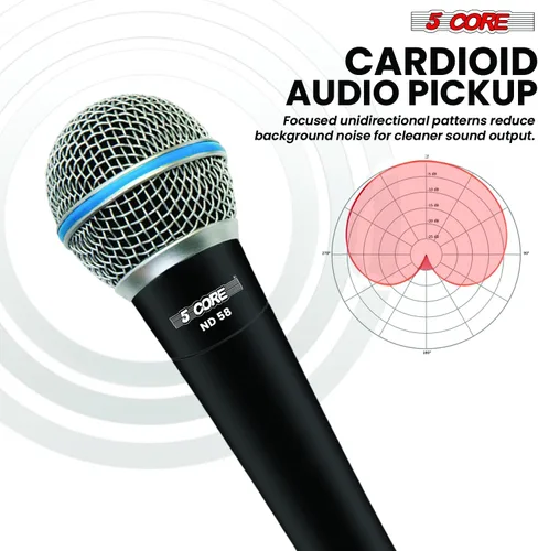 Vista 2 de 5 CORE Micrófono cardioide dinámico para canto de karaoke Micrófono profesional con cable XLR para escenario y estudio con imán de neodimio - ND 58