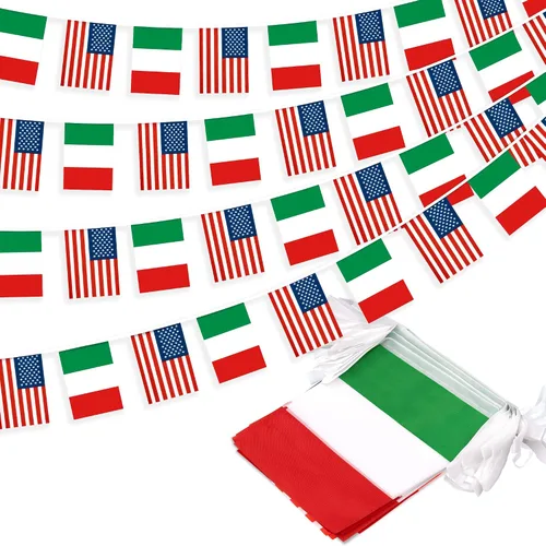 Vista 9 de Banderín de bandera de amistad estadounidense y mexicana, mini banderas de Estados Unidos México, decoración nacional de país para escuela, fiesta