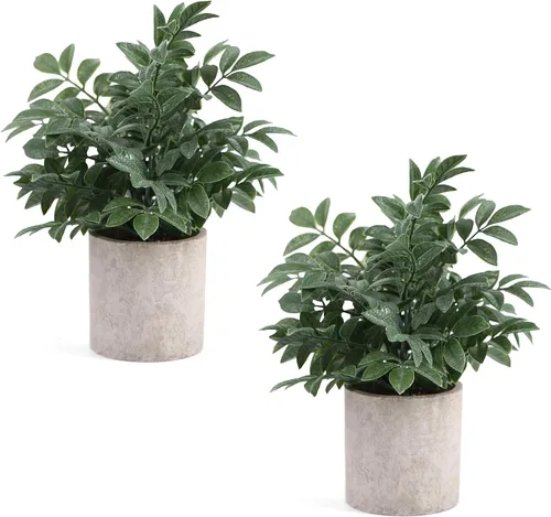 Vista 16 de Coferset 2 Pack Small Fake Plants Eucalyptus Potted,Black Negro-pequeño