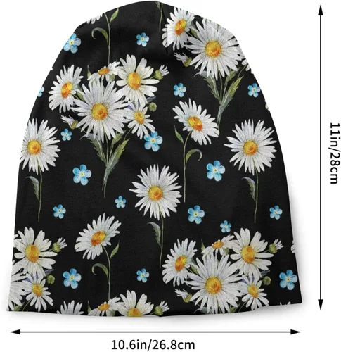 Vista 4 de Gorro de punto con diseño de calavera de azúcar y flores, para adultos, cálido, holgado, regalo para hombres y mujeres