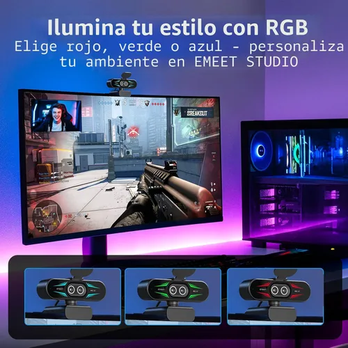 Vista 6 de EMEET C60E Cámara web de 4K de doble cámara para transmisión, cámaras de gran angular y telefoto, zoom híbrido máximo de 11X