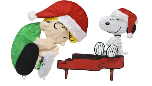 Vista 2 de Cacahuetes de 32 pulgadas 2D Schroeder y Snoopy sentado