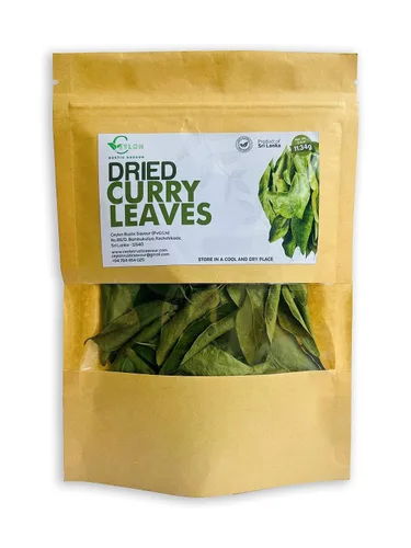Vista 6 de Hojas de curry secas 0.4 Oz (11.34g) hojas enteras premium de aroma fresco Sabor aromático y distintivo con toda la frescura de Kari Patta, sin