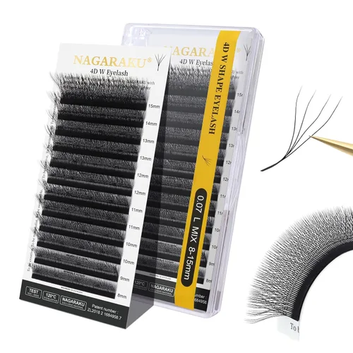 Vista 210 de NAGARAKU Extensiones de pestañas prefabricadas en abanico 3D W 0.05 C 0.315 0.05-C 3D W