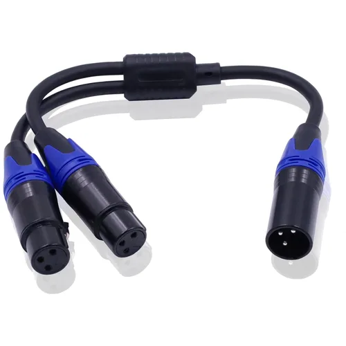 Vista 8 de Poyiccot XLR - Cable divisor de 1 hembra a 2 macho, cable divisor XLR Y de 3 pines, cable combinador en Y, adaptador de audio de micrófono