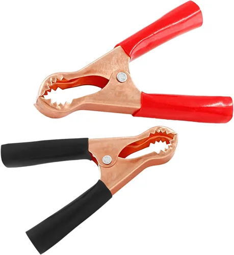 Vista 2 de 10 Piezas Pinzas de Cocodrilo Aisladas de 50A, Abrazaderas Eléctricas de Cocodrilo para Trabajo Pesado, Cable de Repuesto de Batería, Clips