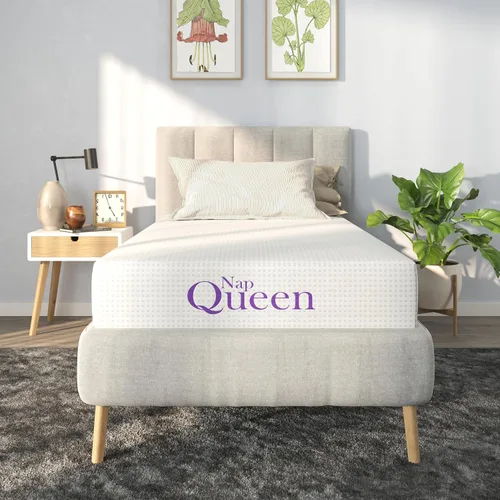 Vista 10 de NapQueen Colchón tamaño Twin de 6 pulgadas, colchón de espuma viscoelástica de carbón de bambú, cama en una caja, blanco