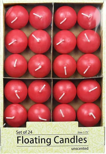 Vista 2 de Zest Candle Velas flotantes de 24 piezas, 1.75 pulgadas, rojo rubí