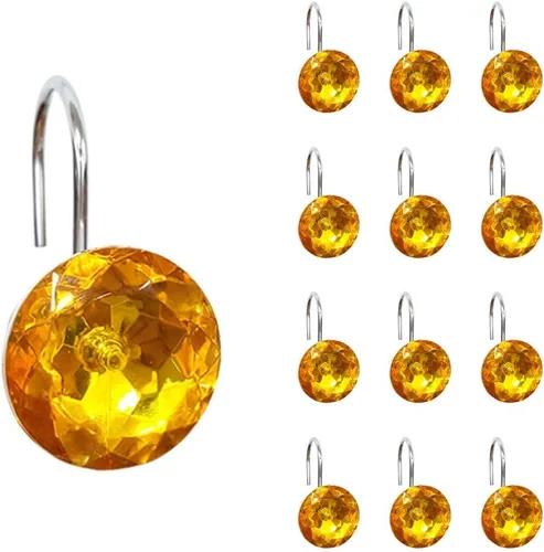 Vista 4 de 12 ganchos para cortina de ducha con diamantes de imitación brillantes para baño