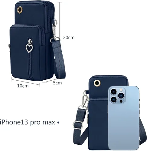 Vista 2 de Bolso cruzado para teléfono para mujer, bolso cruzado pequeño de nailon para hombro, bolso de brazo, bolso para teléfono celular, con puerto
