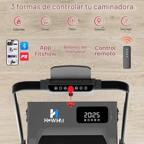 Vista 4 de Walking Pad, HOWHAI Incline Treadmill with Handle Bar, Under Desk 2 in 1 Brushless Portable Treadmills for Home with App, Bluetooth Music, Remote