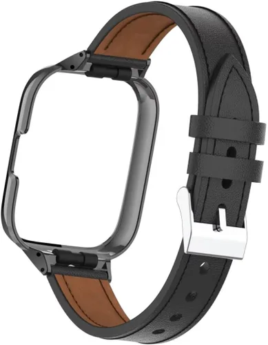 Vista 4 de Compatible con Xiaomi Redmi Watch 3 Active Bands, correa de repuesto de cuero para pulsera con marco de metal para Redmi Watch 3 Active