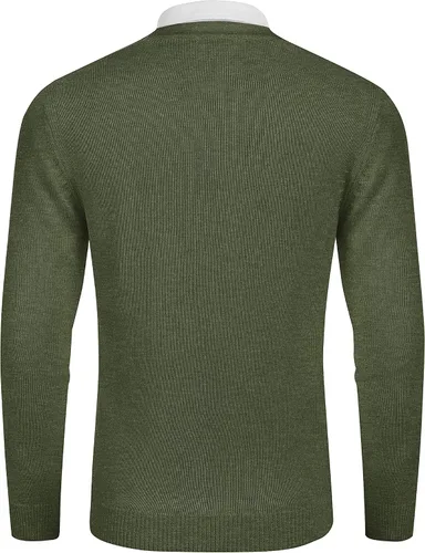 Vista 9 de COOFANDY Suéter de punto con cuello en V para hombre, casual, ligero, con botones