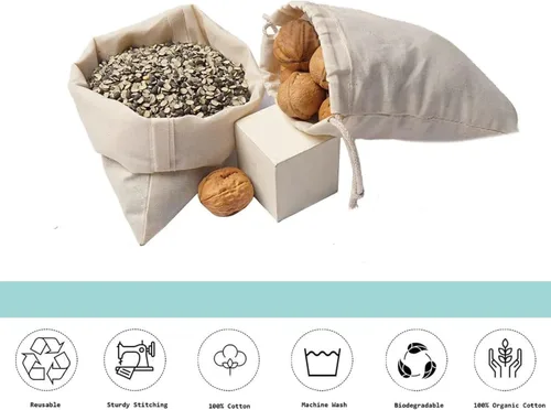 Vista 6 de 100 piezas bolsas de muselina de algodón premium de 2 x 3 pulgadas con doble cordón, bolsas reutilizables de algodón natural con cordón, bolsas