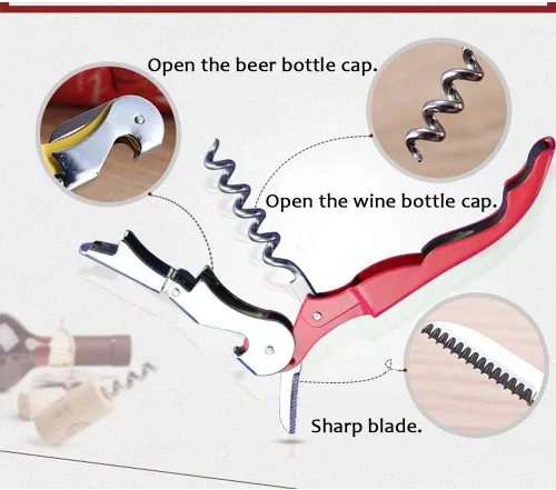 Vista 3 de RECUTMS - 12 paquetes de sacacorchos para vino, llave de vino, de acero inoxidable, plegable, para cerveza o botellas, cortador de lámina dentada