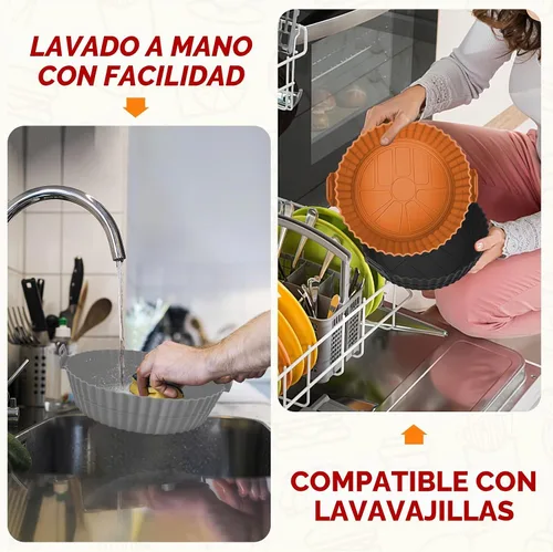 Vista 6 de Beauty - Paquete de 3 forros para freidora de aire, olla de silicona de 8 pulgadas, reutilizable de grado alimenticio, accesorios para cestas