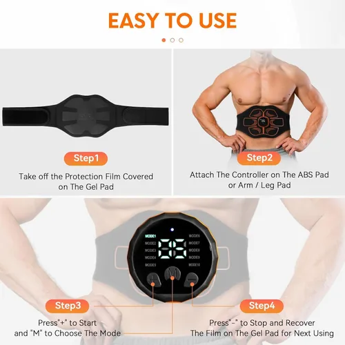 Vista 6 de Estimulador muscular electrónico; estimulador de abdominales, máquina muscular para abdomen/brazos, recargable por USB para fitness, entrenamiento