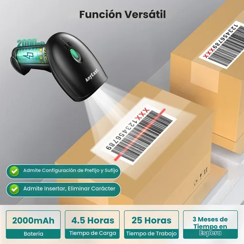 Vista 7 de Escáner de código de barras con soporte, Bluetooth y escáner de código de barras inalámbrico, escáneres de código QR 2D 1D para computadora POS