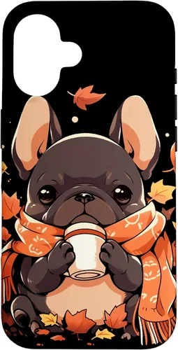 Vista 32 de French Bulldog Fall Autumn Pumpkin Spice Latte Frenchie Dog Case for iPhone 17