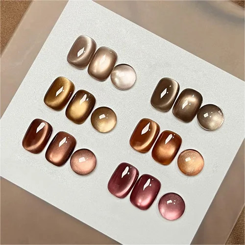 Vista 25 de GAOY Juego de esmaltes de uñas de gel con purpurina de ojo de gato con imán y galaxia colorida para ojos de gato holográficos, manicura de gel