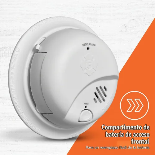 Vista 2 de First Alert, alarma de humo alimentada por baterías, detector con botón de prueba y silencio, SMI100, 1 unidad SMI100