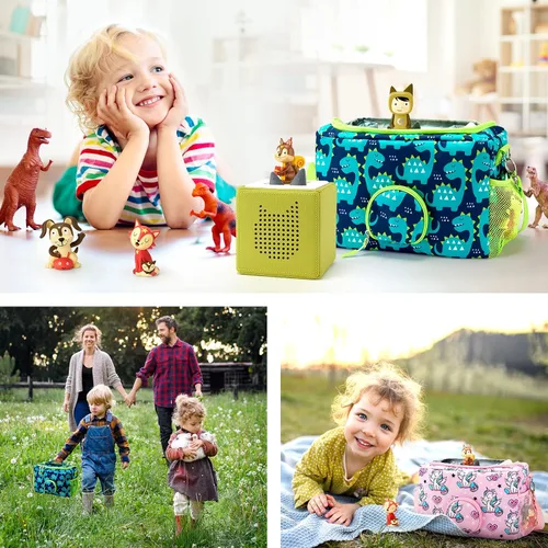 Vista 6 de MaidMAX Estuche de transporte portátil compatible con Tonies Kids reproductor de audio para niños y personajes de figuras Tonies, caja de transporte