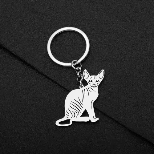 Vista 4 de Llaveros de gato chapados en oro y plata de acero inoxidable, llavero de gatito, joyería novedosa, regalos para mujeres y niñas