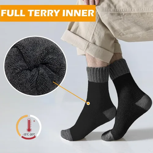 Vista 2 de VoJoPi Wool Socks Mens 5 Pairs Thermal Warm Winter Socks for Men Super Soft Cozy Boot Socks for Cold Weather