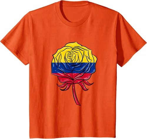 Vista 18 de Camiseta colombiana para mujer con diseño de rosa, Negro