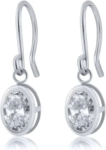 Vista 54 de Gem Stone King Aretes colgantes de plata de ley 925 de 0.276 x 0.197 in con piedra natal ovalada de alambre francés para mujer