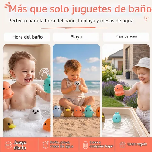 Vista 9 de Juguetes de baño de silicona, juguetes de baño para chorros