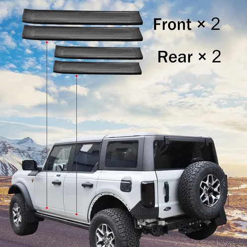Vista 3 de 4 protectores de umbral de puerta para Bronco 2021-2023, protectores de umbral de puerta de elastómero termoplástico antiarañazos para Ford Bronco