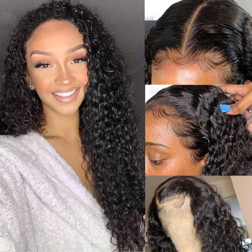 Vista 23 de Peluca de cabello humano rizado afro de 13 x 4 HD, pelucas de encaje frontal HD de 200 de densidad, sin pegamento, pelucas de cabello humano Natural