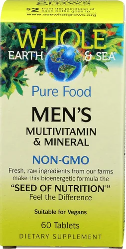 Vista 4 de De toda la tierra y mar – Hombres & Multivitamínico Mineral, Raw, Whole Food Nutrición, 60 tabletas