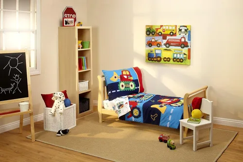 Vista 14 de Everything Kids Juego de cama infantil que brilla en la oscuridad con 4 piezas. Hada mágica, rosa, naranja, lavanda. Dinosaurios
