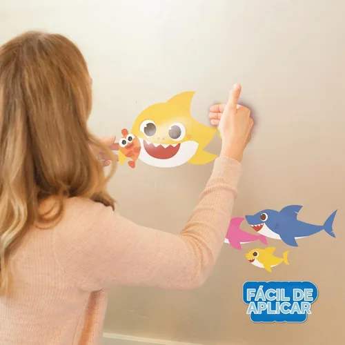 Vista 7 de Wall Palz Baby Shark Family - Juego de 8 calcomanías de pared de vinilo para decoración de baño, cuarto de bebé, dormitorio Baby Shark2