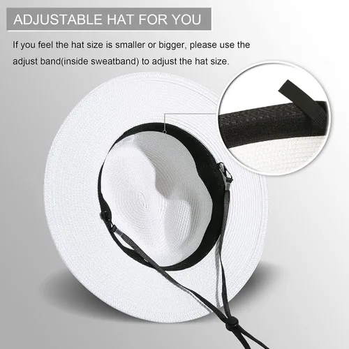 Vista 48 de Lanzom - Sombrero de paja playero para mujer, de ala ancha, plegable, estilo Fedora, UPF50+
