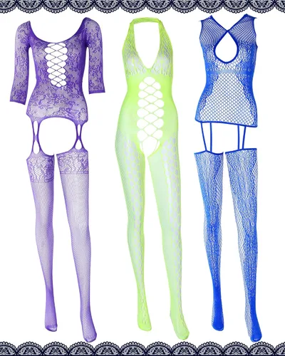 Vista 5 de 12 piezas de lencería de malla para mujer, babydoll de malla, lencería de encaje para mujer