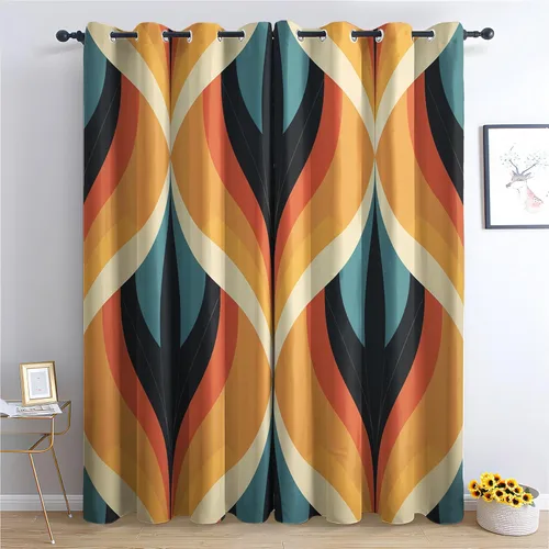 Vista 10 de Cortinas opacas con degradado azul de 39 pulgadas de largo, cortinas abstractas para decoración de dormitorio, cortinas de ventana modernas